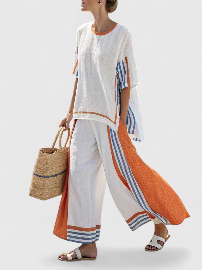 Loungewearset van linnenmix voor dames | Losse pasvorm, zomerse stijl