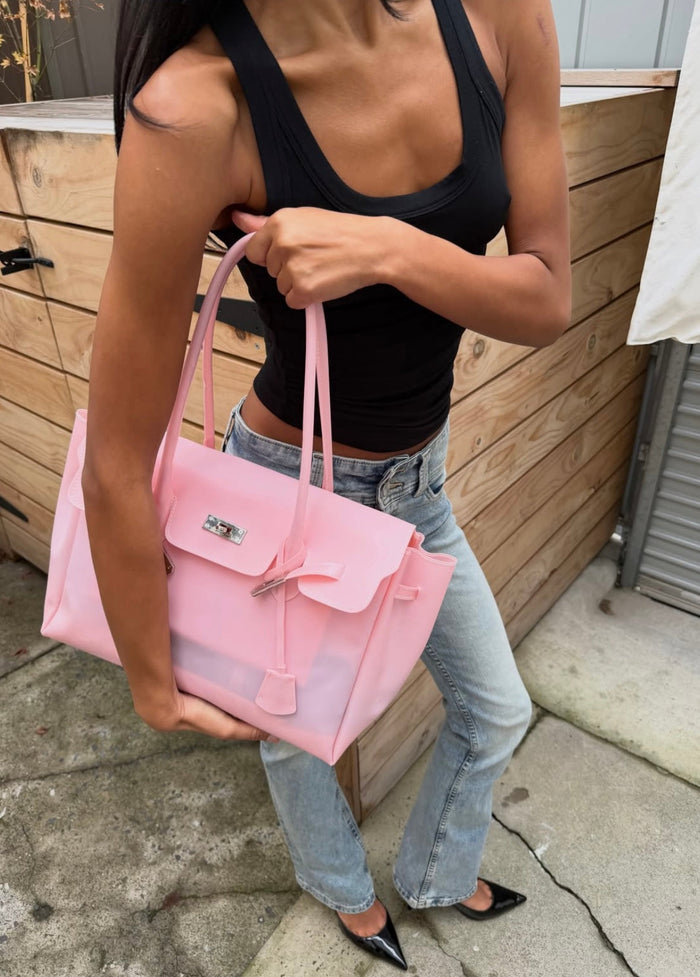 Gestructureerde Satchel van Imitatieleer met Handgrepen