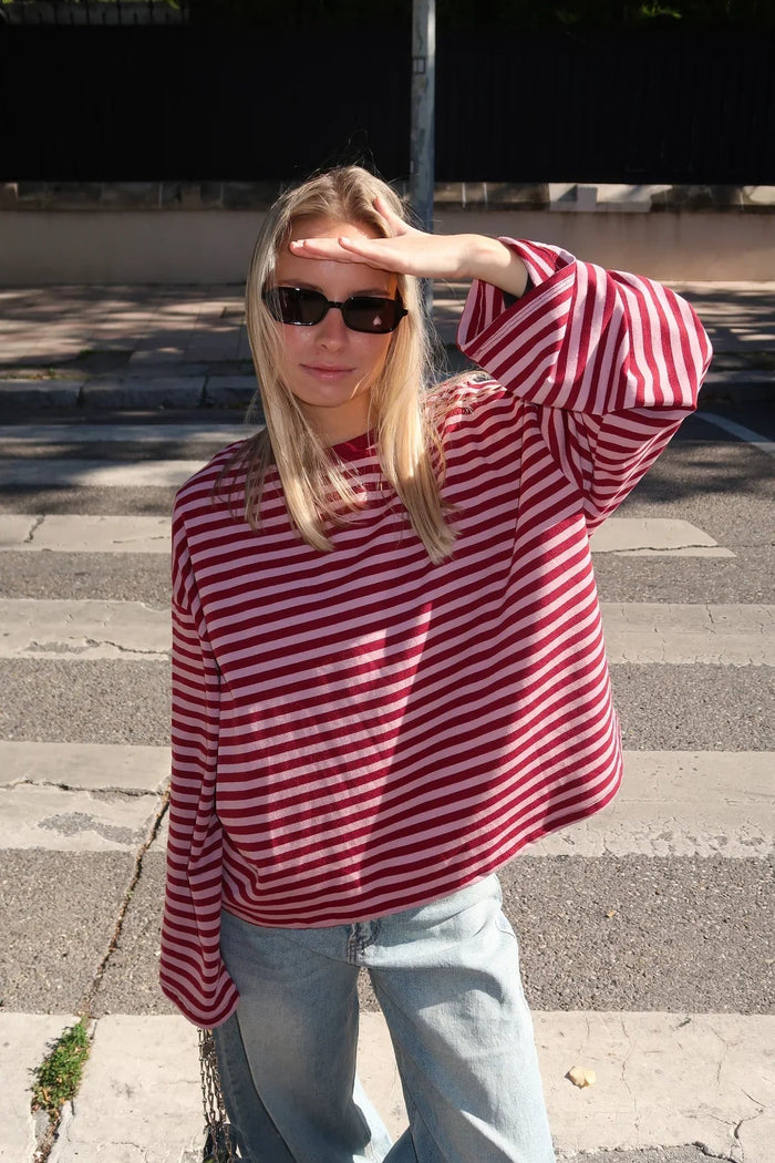 Gestreepte oversized gebreide trui