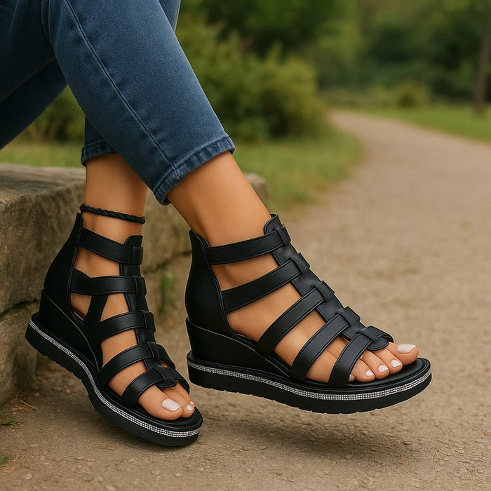 Orthopedische damessandalen | Verhoogd, gladiator | Gedempt comfort