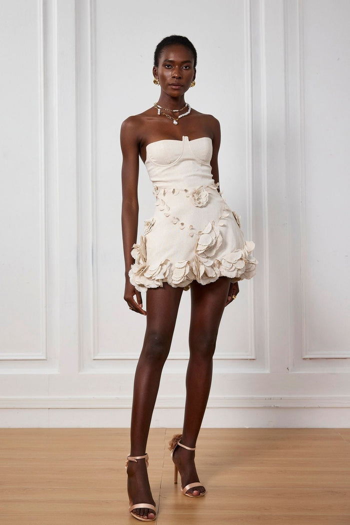 Off-shoulder mini-jurk met korsetlijfje