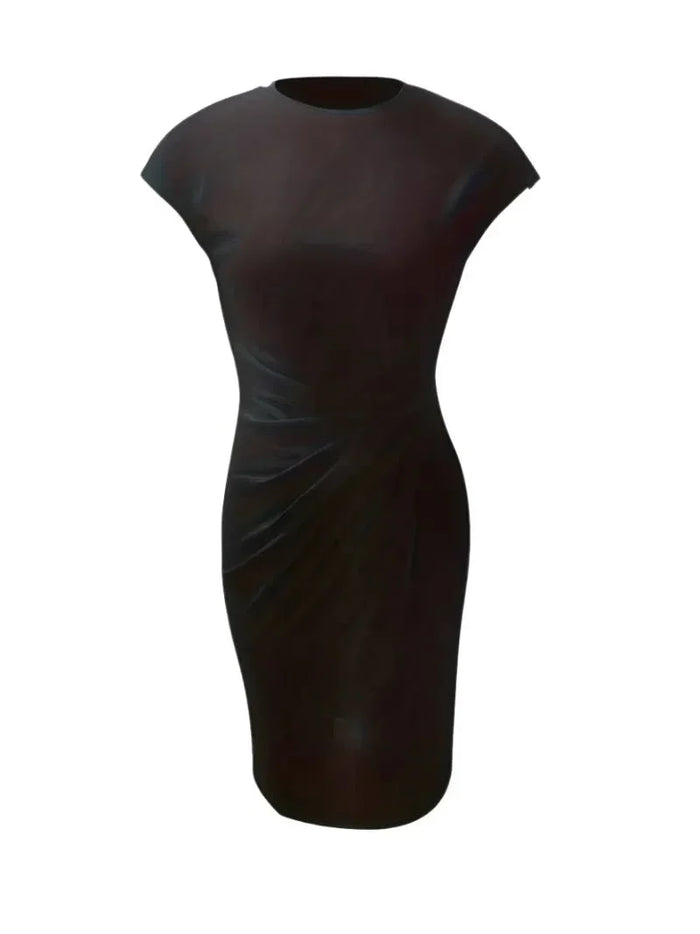 Midi-jurk voor dames | Ronde hals, licht en taille-accentuerend