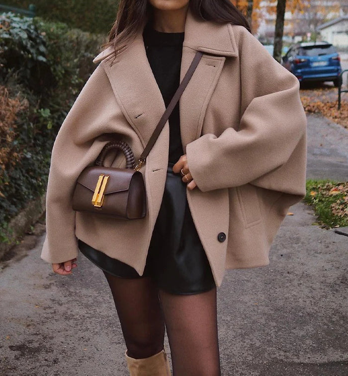 Oversized jasje met sjaalrevers van wolmix