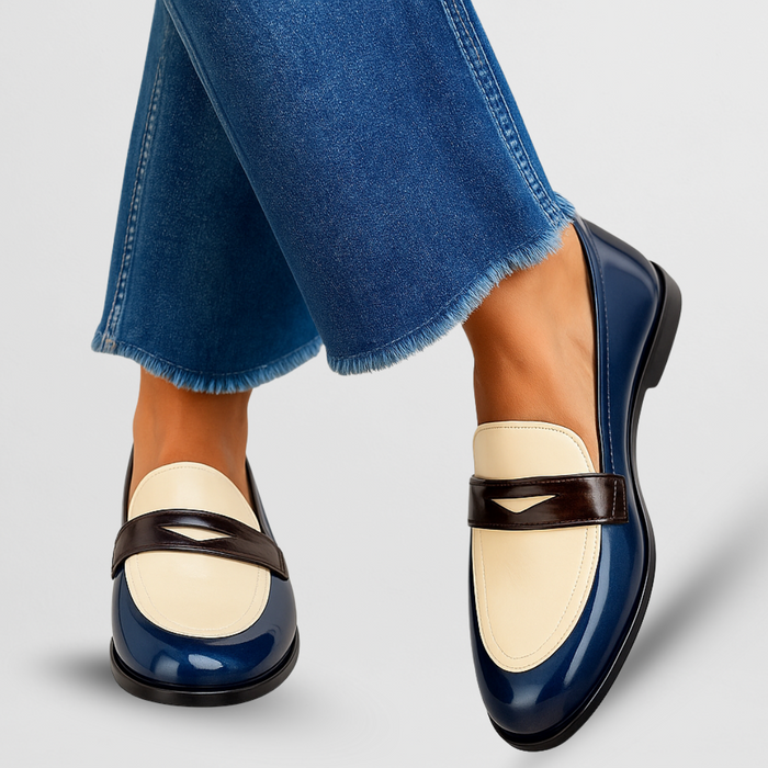 Damesloafers | Zacht leer, instapper | Kleurvlakken