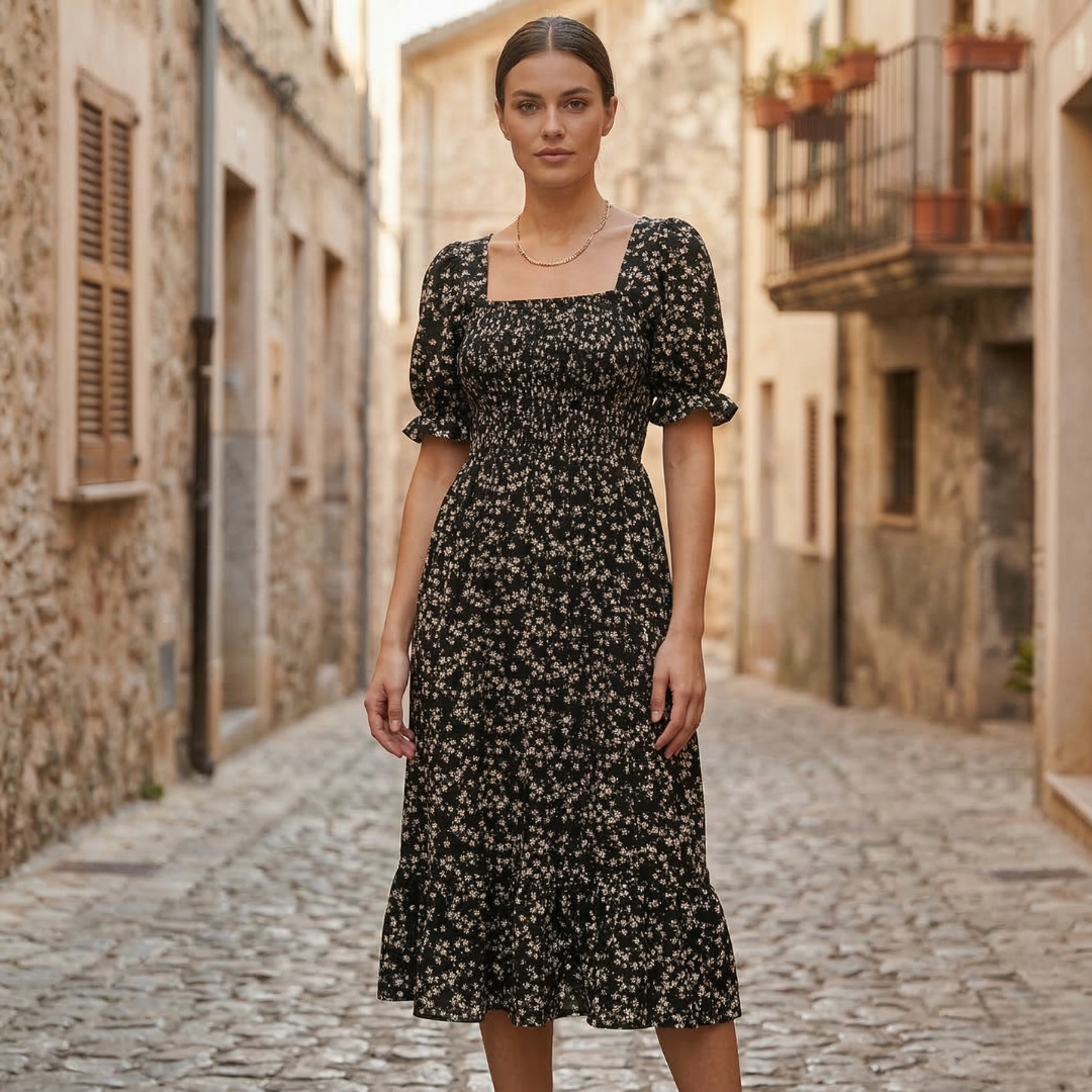 Alora Square Neck Midi Dress