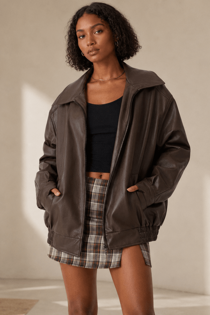 Jack van kunstleer | Oversized pasvorm | Casual