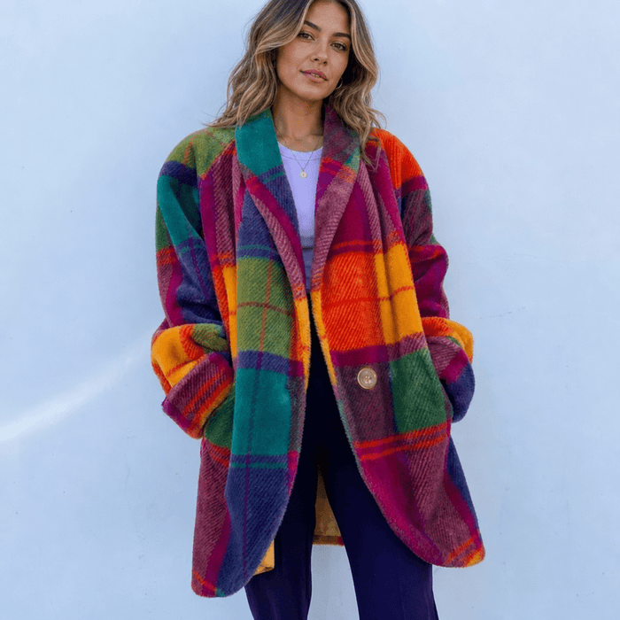 Wollen vest | Ruit, oversized | Winter