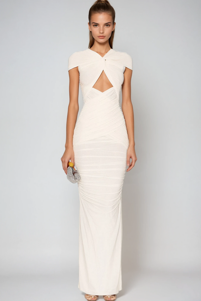 Gedrapeerde maxi-jurk met cut-outdetail
